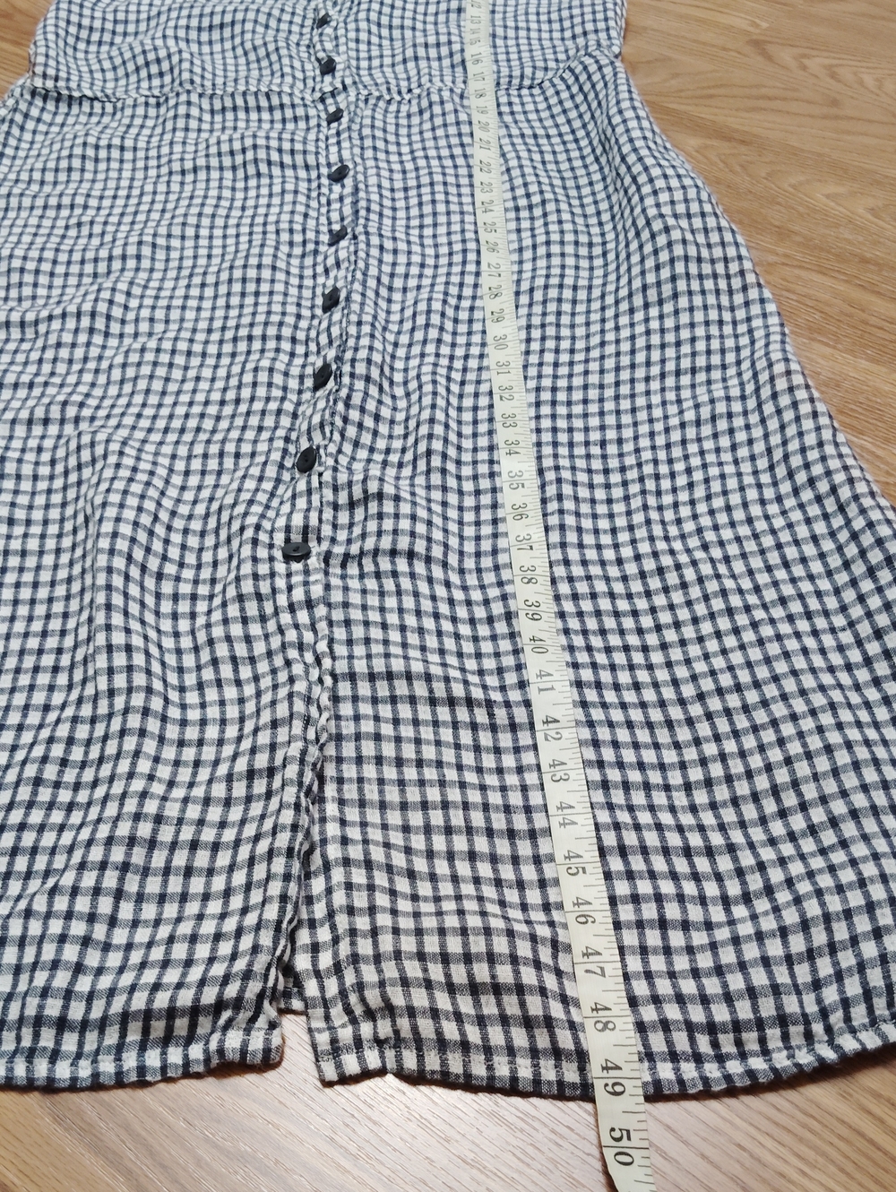 Flax Women's Dress Gingham Midi Sleeveless Collared 100% Linen Button Front Sz S - Picture 9 of 10
